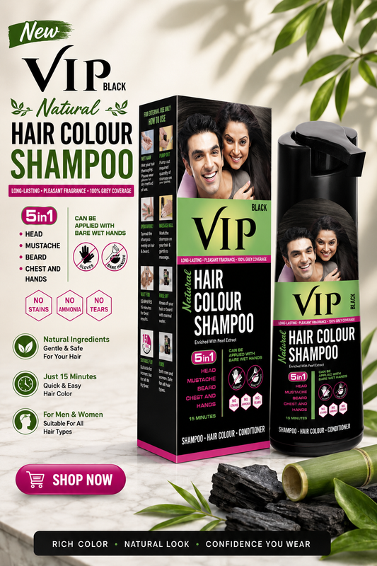 VIP Hair Colour Shampoo 180ml Black for Men & Women