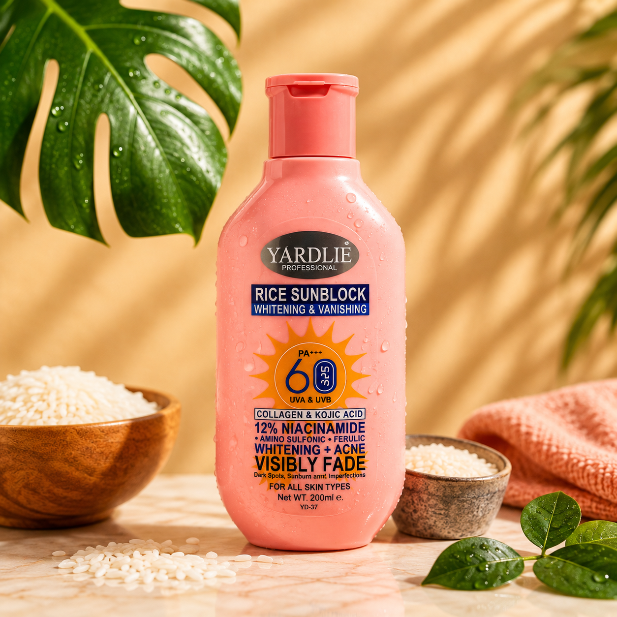 Yardlie Professional Sunblock | Rice | 12% Niacinamide | UK Based Formula | 200ml