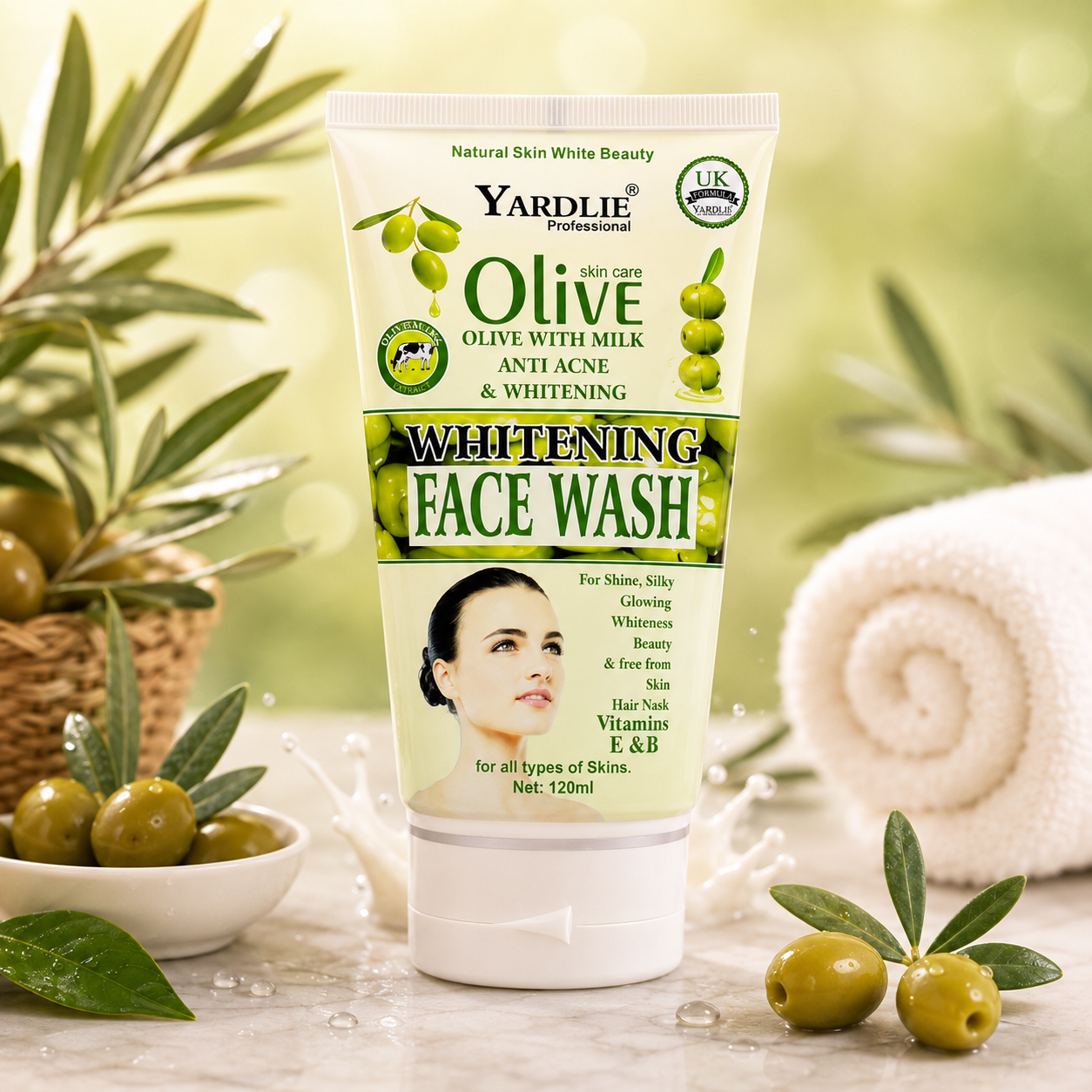 Yardlie Professional Olive with Milk Whitening Face Wash Anti Acne 120ml
