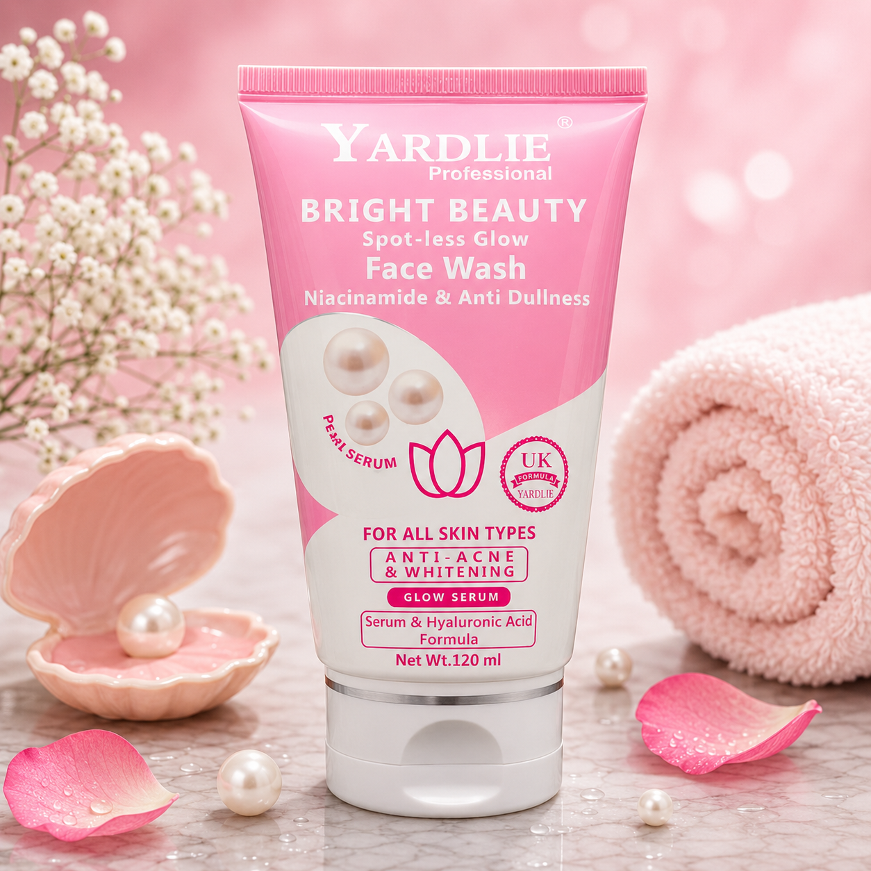 Yardlie Professional Face Wash | Bright Beauty | Niacinamid & Anti Dullness | Pearl Serum | 120ML