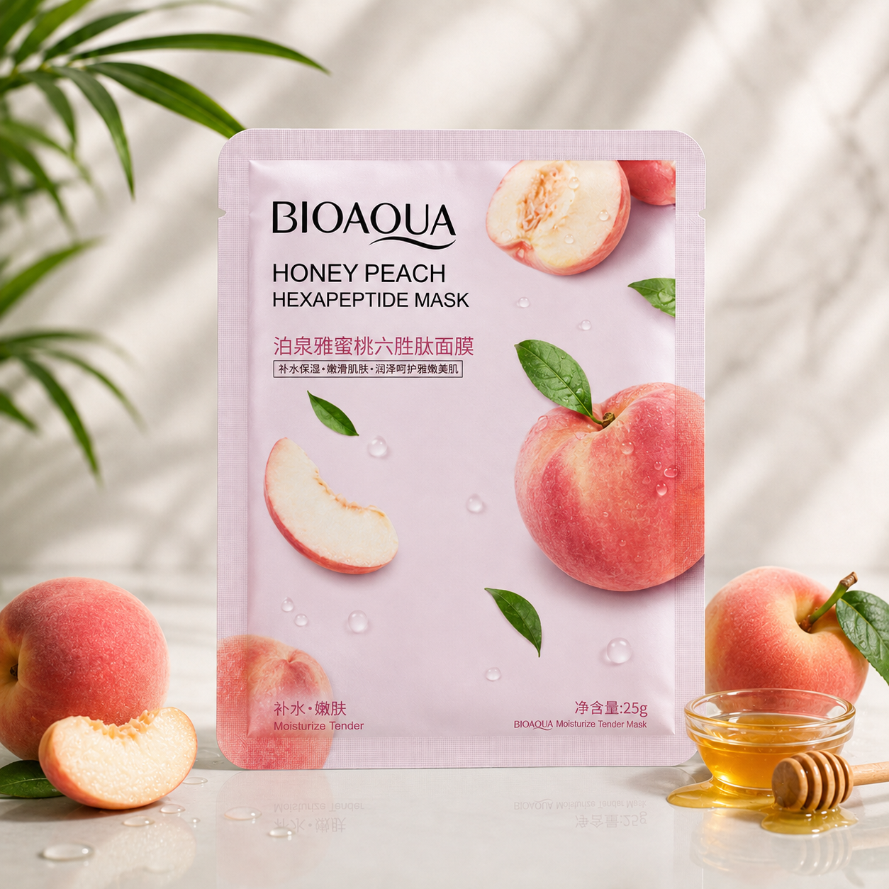 Bioaqua Honey Peach Hexapeptide Facial Mask | Smooth & Glow Skin