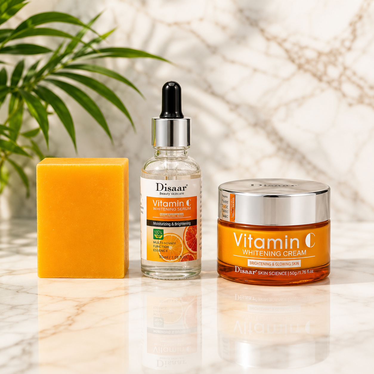 Disaar 3 in 1 Vitamin C Beauty Kit – Whitening Cream, Face Serum & Soap Set