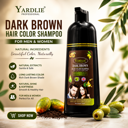 Yardlie Dark Brown Hair Color Shampoo for Hair and Beard 400ml