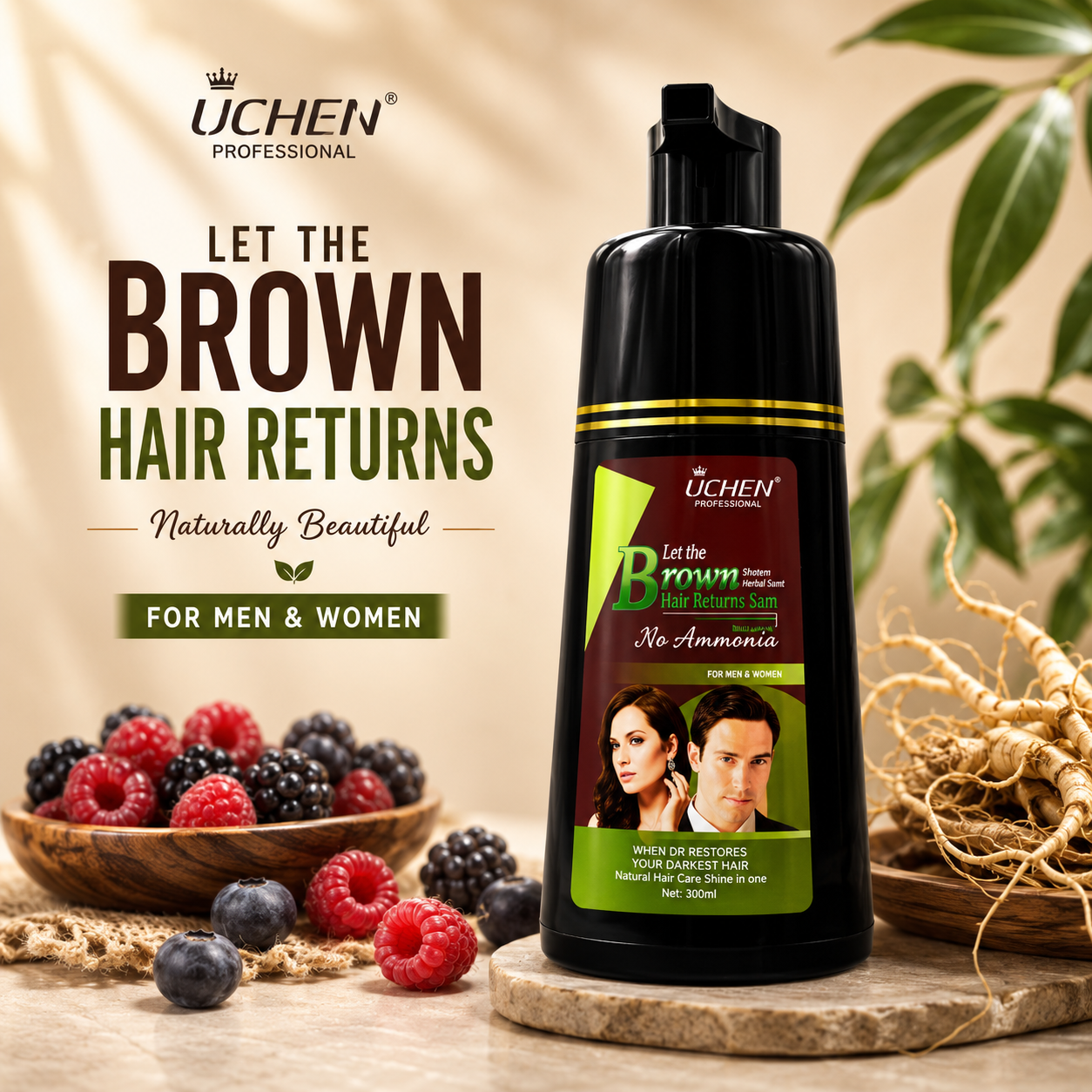 Lichen Professional Light Brown Hair Color Shampoo 200ml