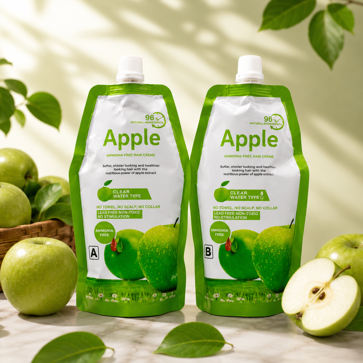 Apple Hair Color Cream Dark Brown Shade A and B Refill Pack 1000ml