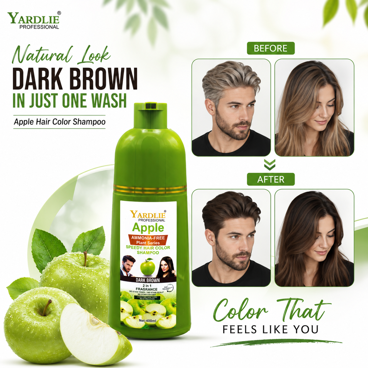 Yardlie Apple Hair Color Shampoo Dark Brown