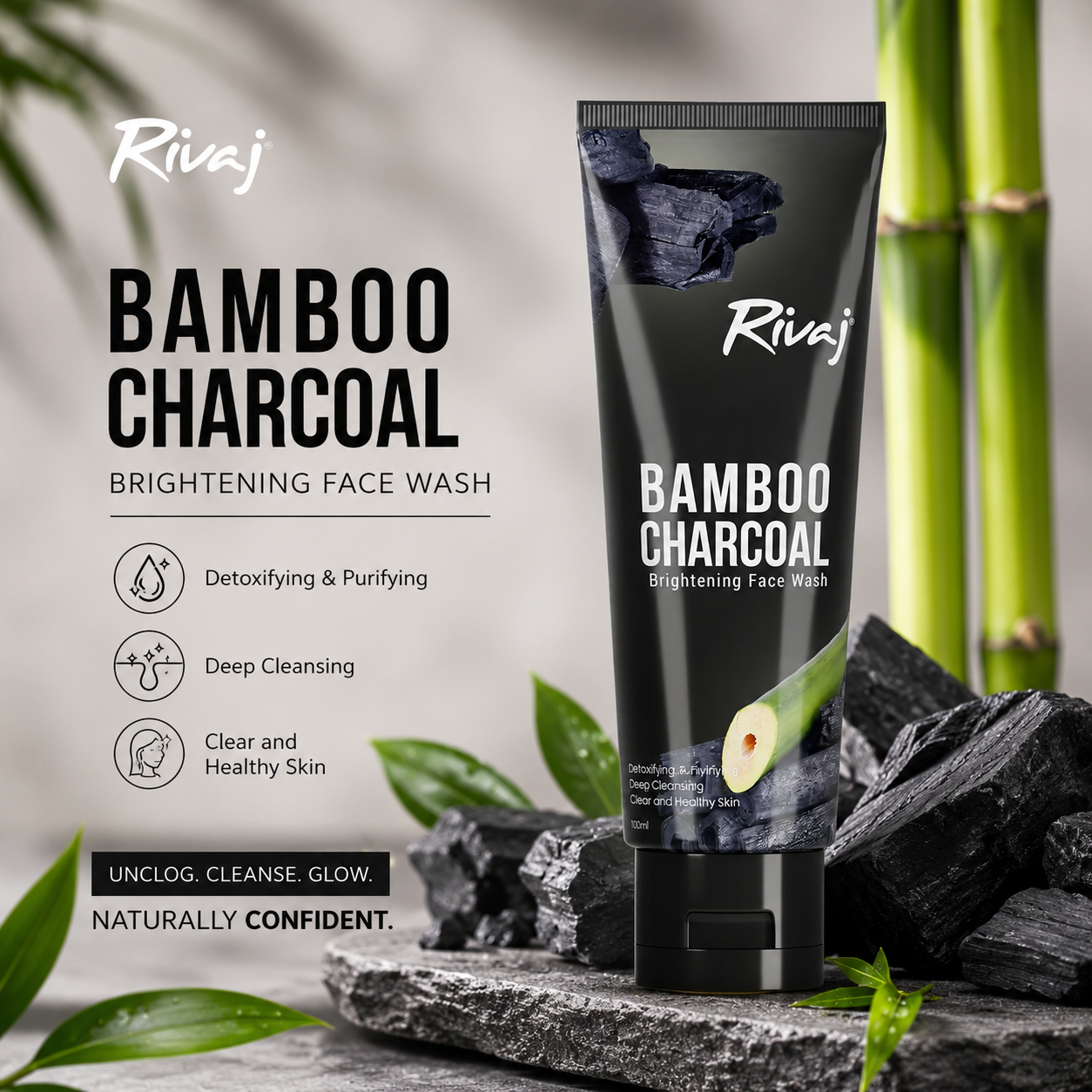 Rivaj Bamboo Charcoal Brightening Face Wash