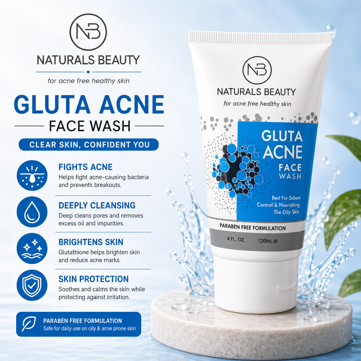 Natural Beauty For Acne Free Healthy Skin Gluta Acne Face Wash