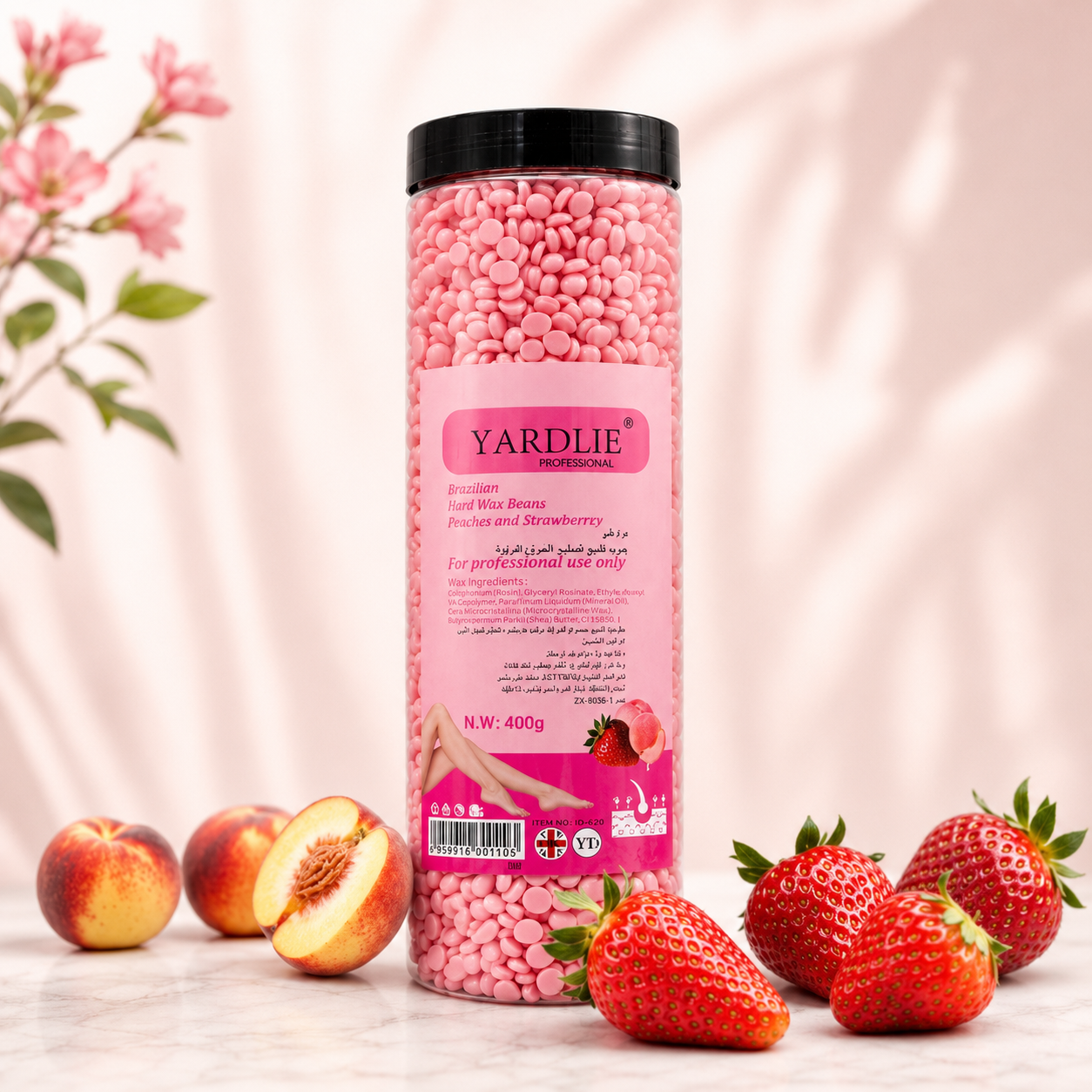 Yardlie Professional Brazilian Hard Wax Beans Peaches and Strawberries 400g