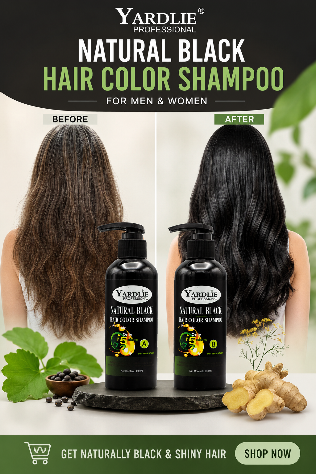 Hair Color Shampoo Mixing Paste Natural Black Yardlie 460ml