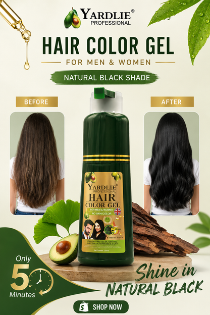 Yardlie Hair Color Gel Shampoo Natural Black 200ML