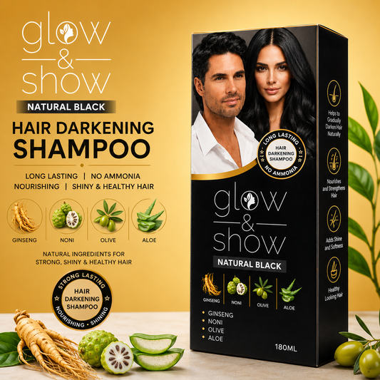 Glow and Show Natural Black Hair Darkening Shampoo 180ml