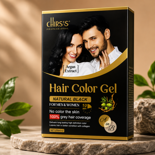 Chirs's Argan Extract Hair Color Gel Natural Black for Men & Women 250ml × 2
