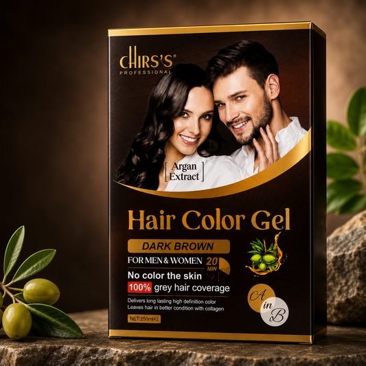 Chirs;s Argan Extract Hair Color Gel Dark Brown For Men and Women 250mlx2