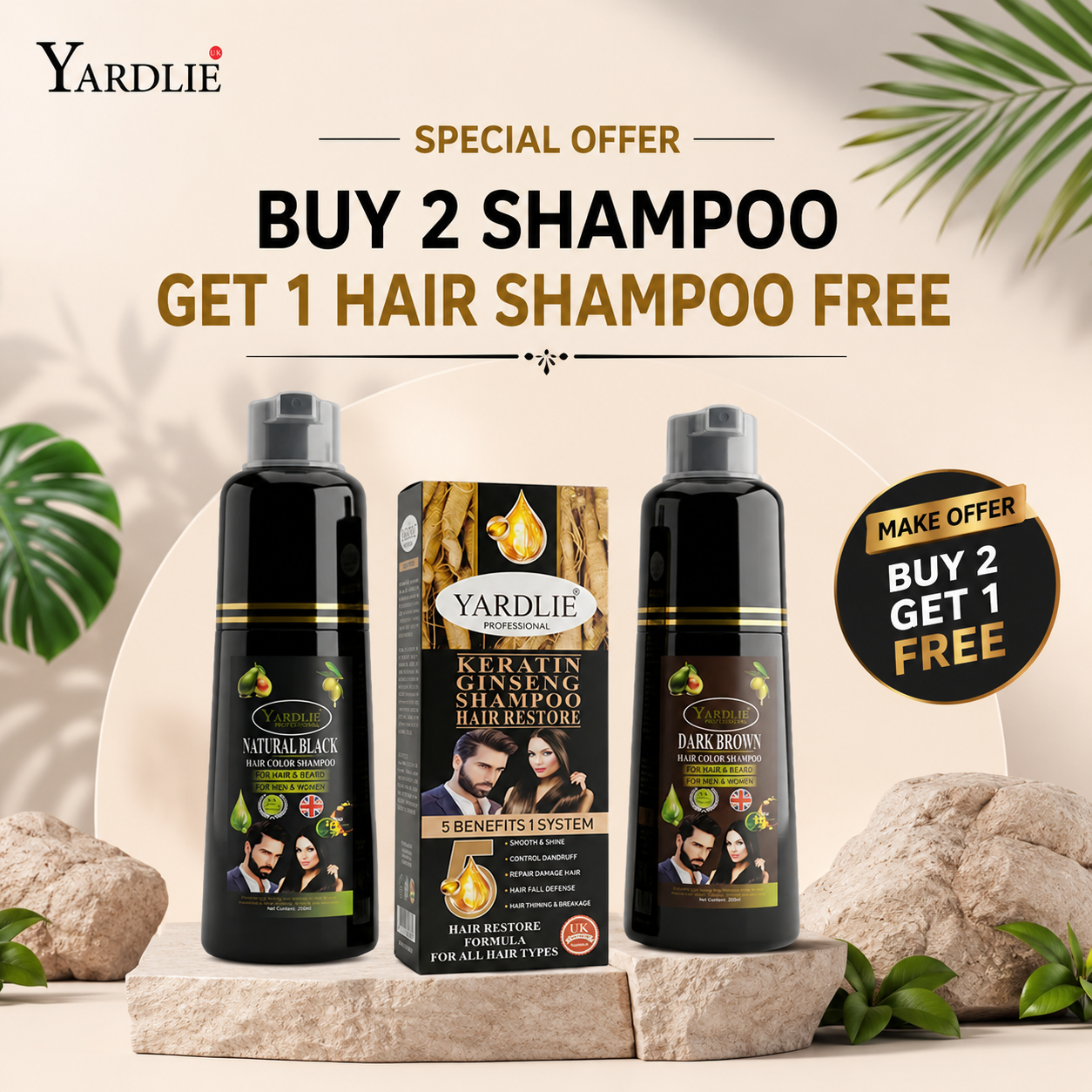 Yardlie Hair Color Shampoo And Keratin Ginseng Shampoo