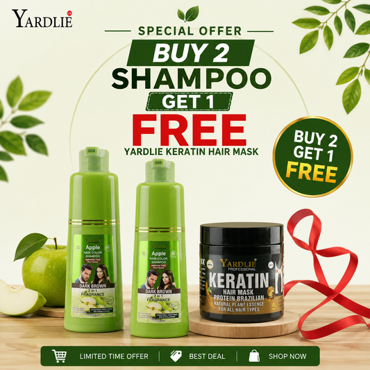 Yardlie Apple Dark Brown Light Brown &amp; Natural Black Hair Color Shampoo &nbsp;And Yardlie Keratin Hair Mask Protein Brazilian