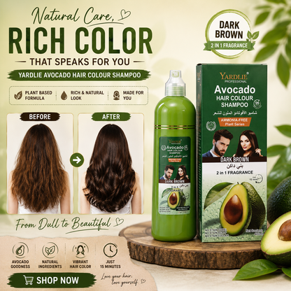 Yardlie Avocado Hair Colour Shampoo – Dark Brown