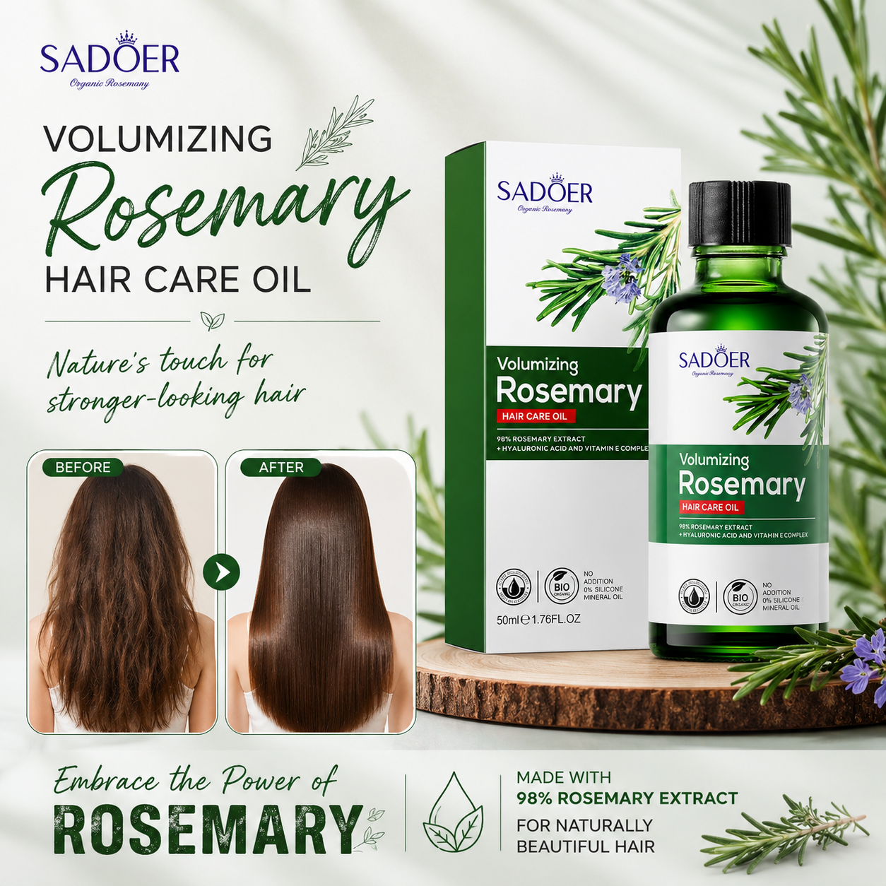 Sadoer Rosemary Volumizing Hair Care Oil 50ML