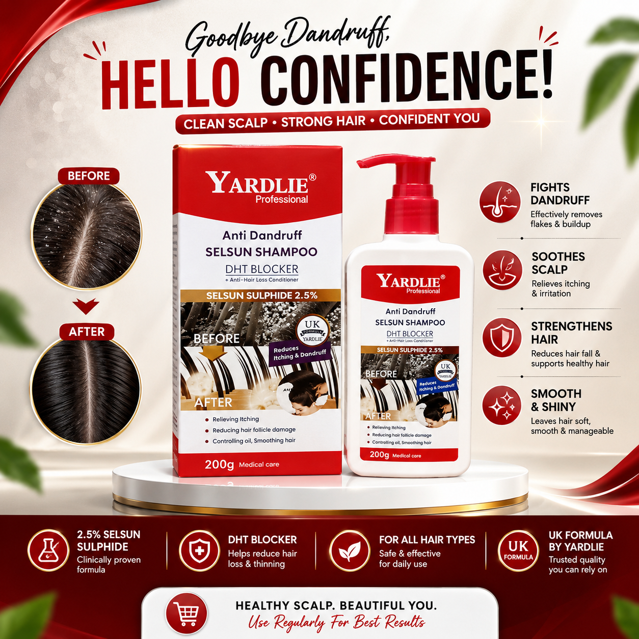 Yardlie Professional Anti Dandruff Selsun Shampoo  DHT Blocker Anti Hair Loss Conditioner