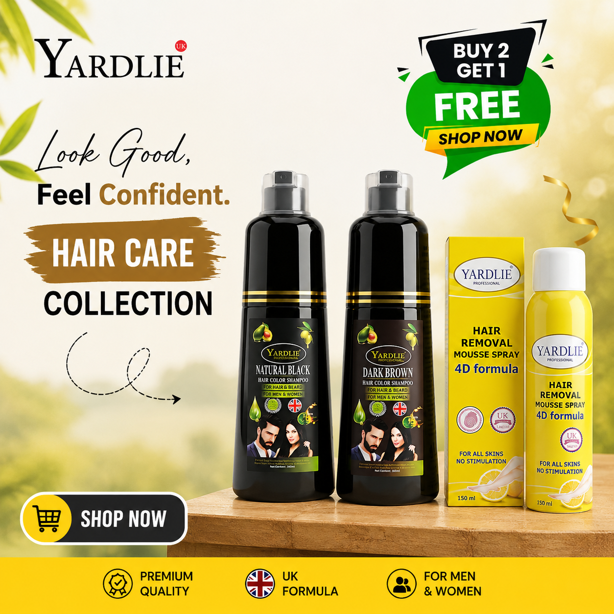 Yardlie Hair Color Shampoo And Yardlie Hair Remover Mousse Spray Deal