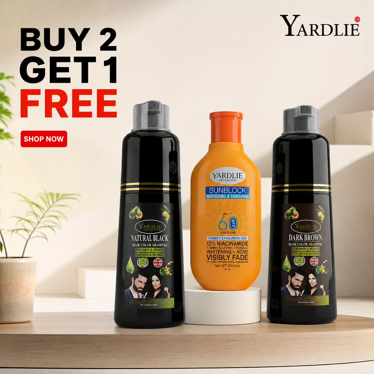 Yardlie Hair Color Shampoo and  Yardlie Sunblock 12% Niacinamide Deal
